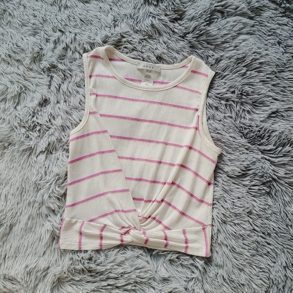 Striped Cropped Tank Top | Size Small | gaze